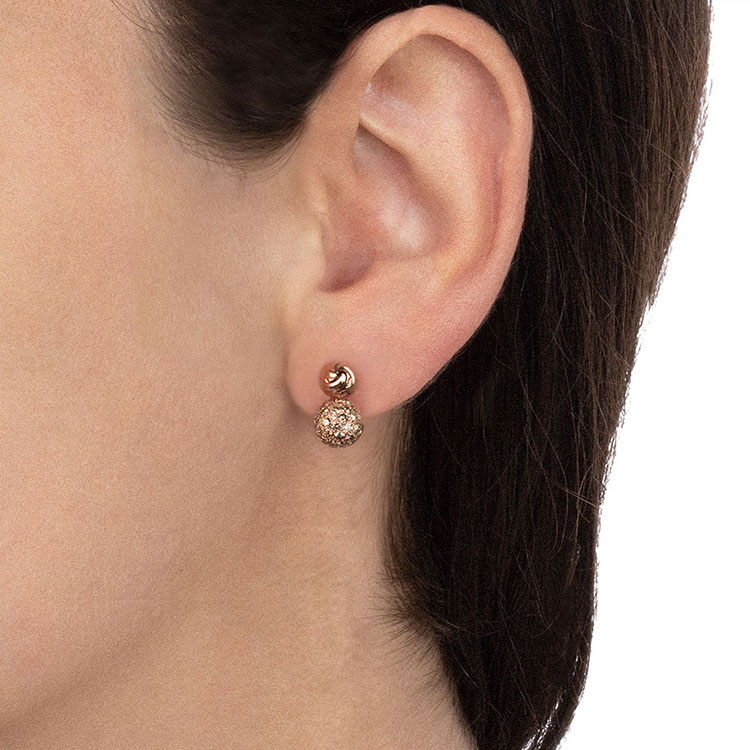 Diamond And Rose Gold Sphere Studs