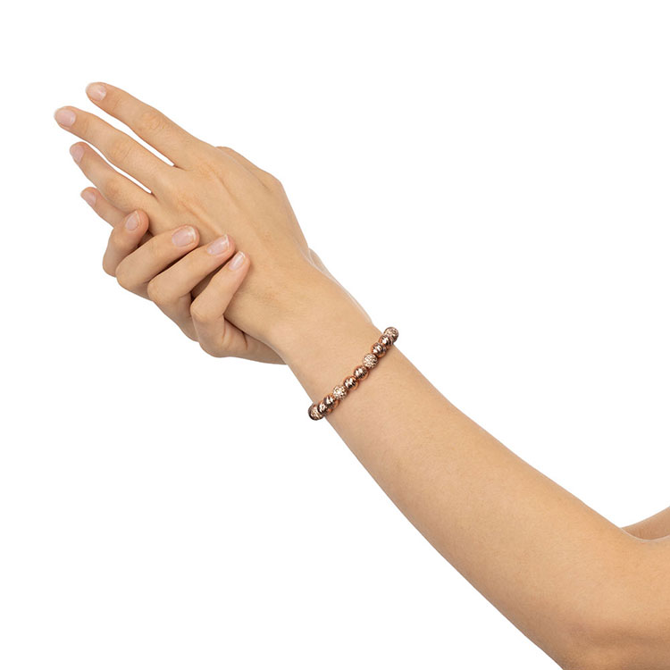 Diamond And Rose Gold Beads Bracelet