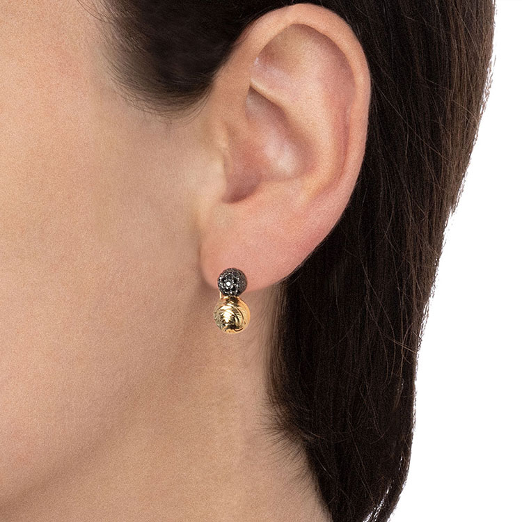 Black and White Diamond Spherical Studs