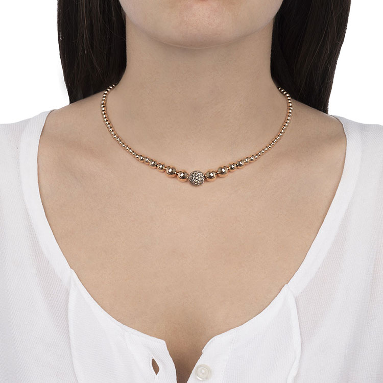 Diamond And Rose Gold Sphere Necklace