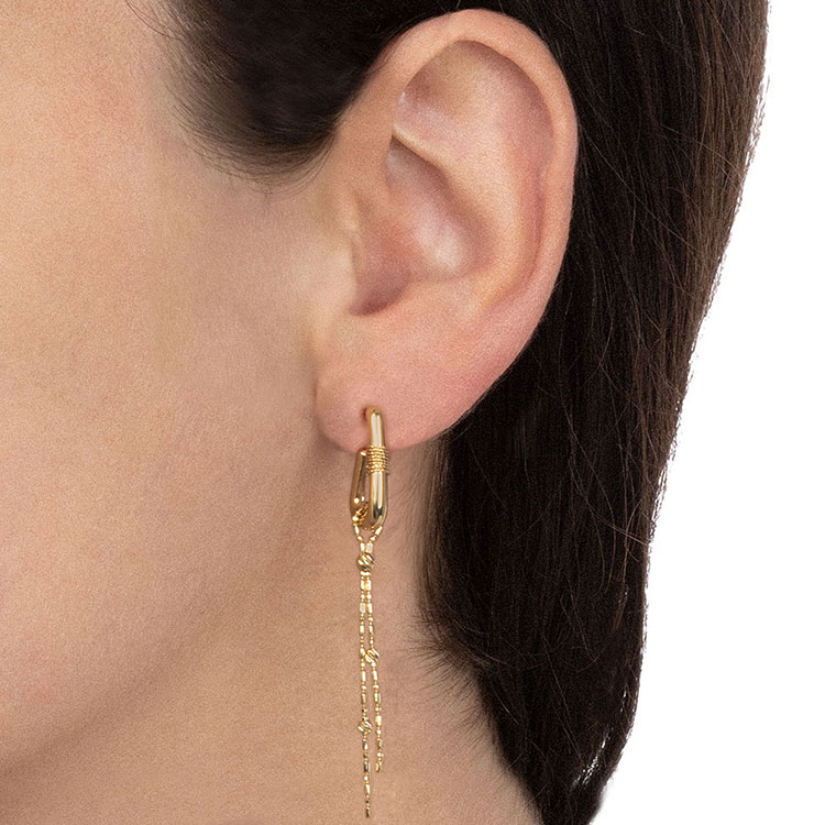 Gold Hook Chain Earrings