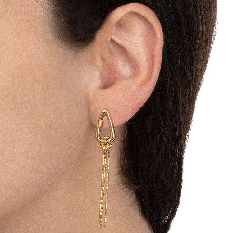 Gold Triangular Chain Drop Earrings